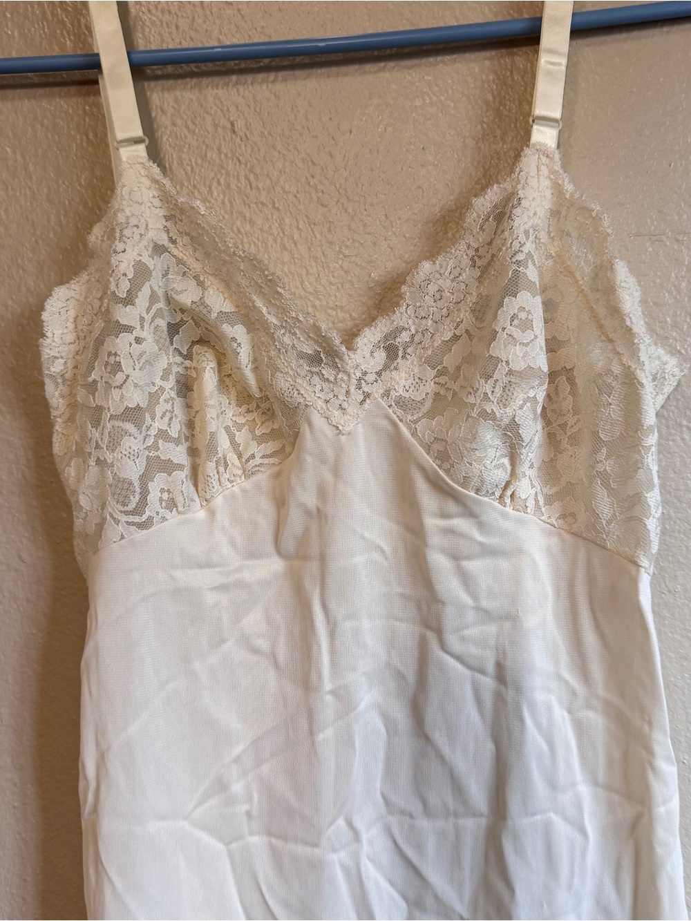 Vintage Cream Lace-Trim Slip Dress - Picture 2 of 5